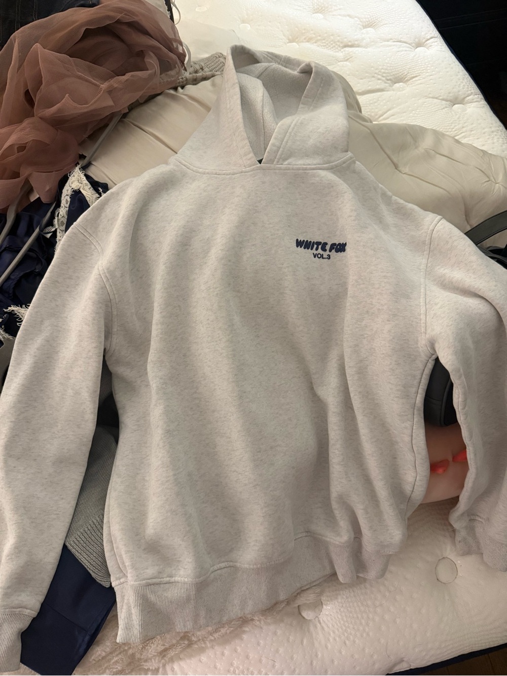 White Fox Boutique Light Gray Hoodie Sweatshirt